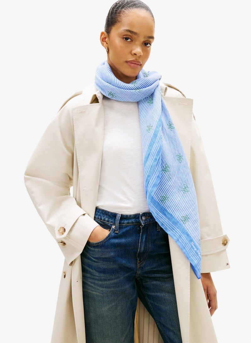 TOMMY HILFIGER Pure Linen Repeat Logo Square Scarf - Image 2